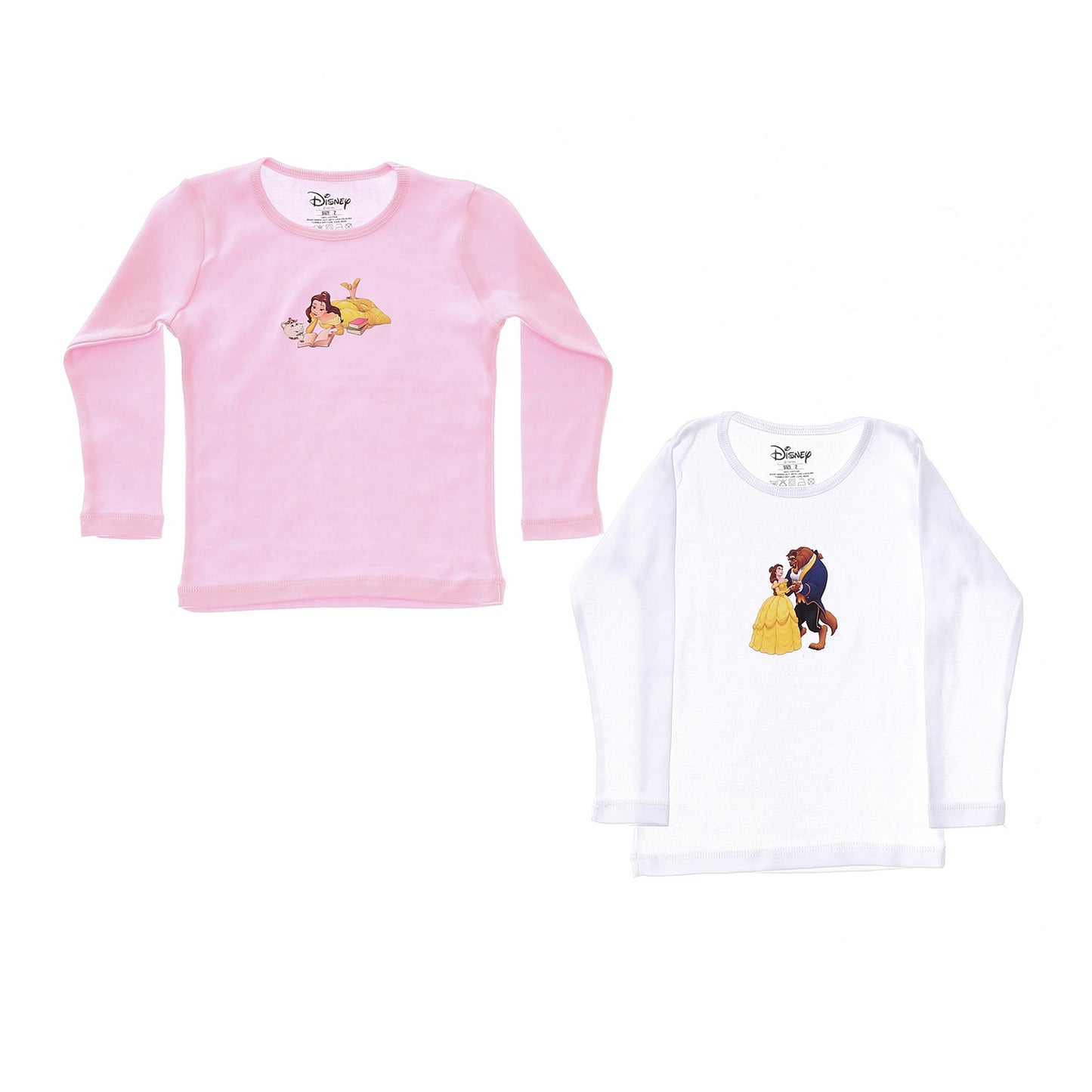 Beauty and The Beast Girls Long Sleeve Undershirt Pack Of 2