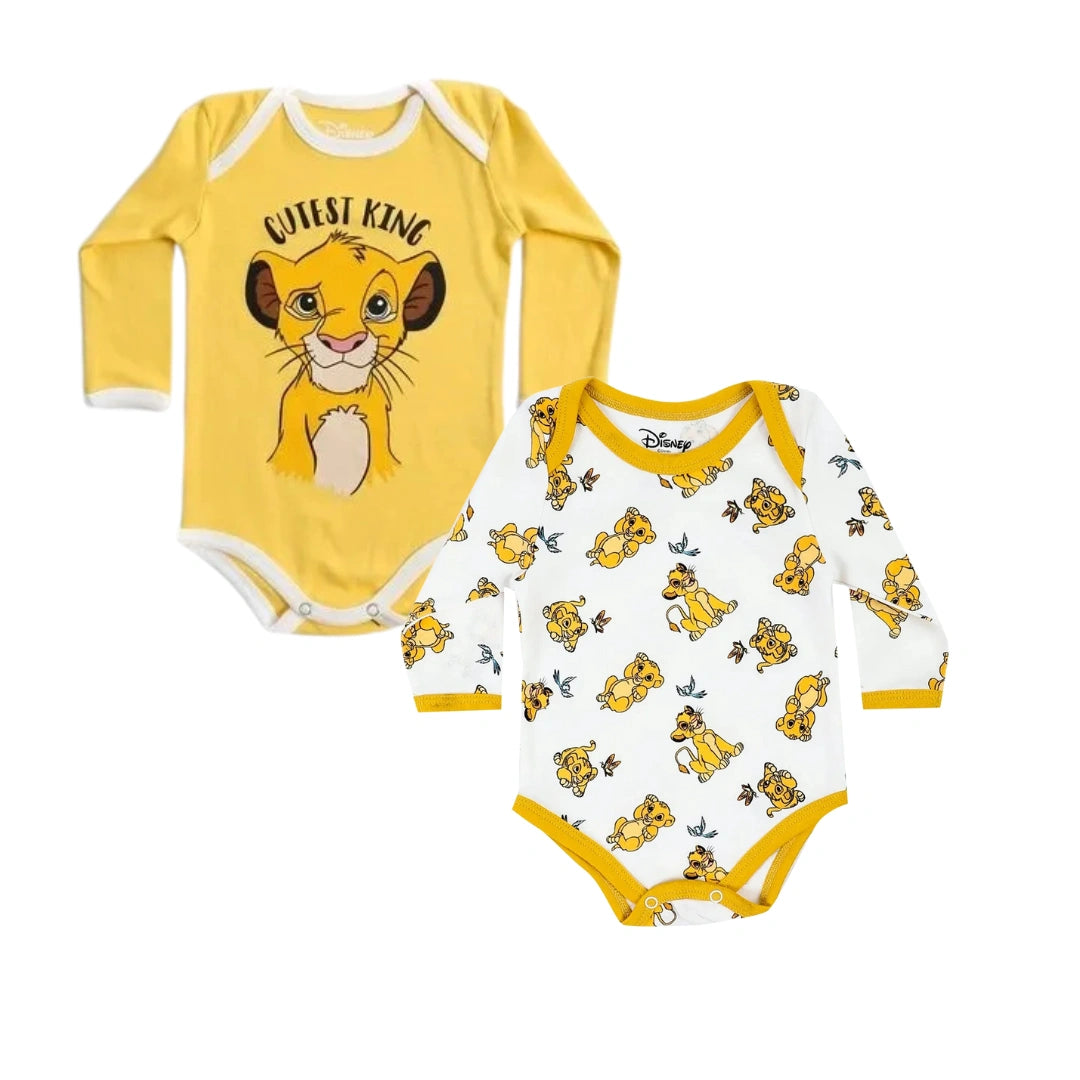 Disney The Lion King Simba Long Sleeve Baby Bodysuits - Pack Of 2
