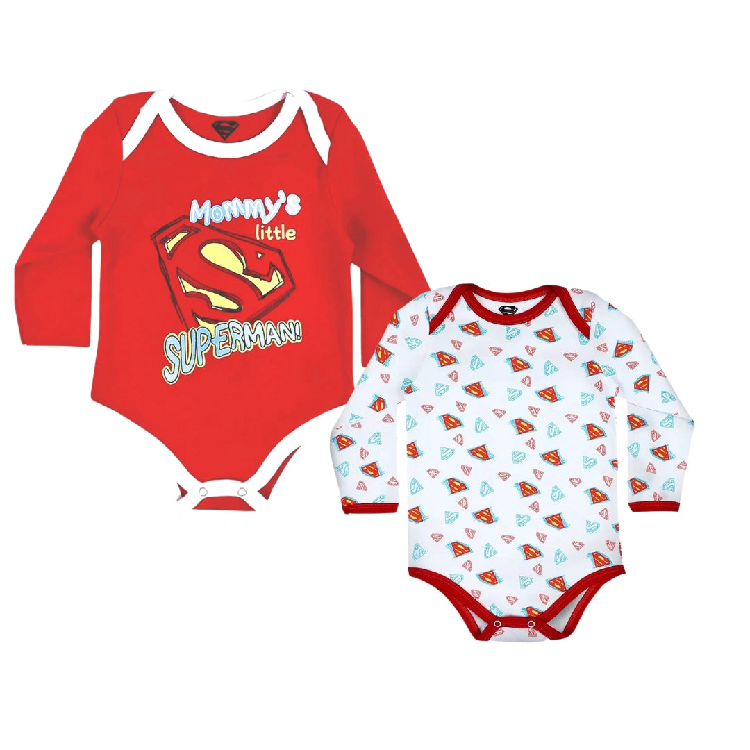 Superman Long Sleeve Bodysuit Set - Pack Of 2