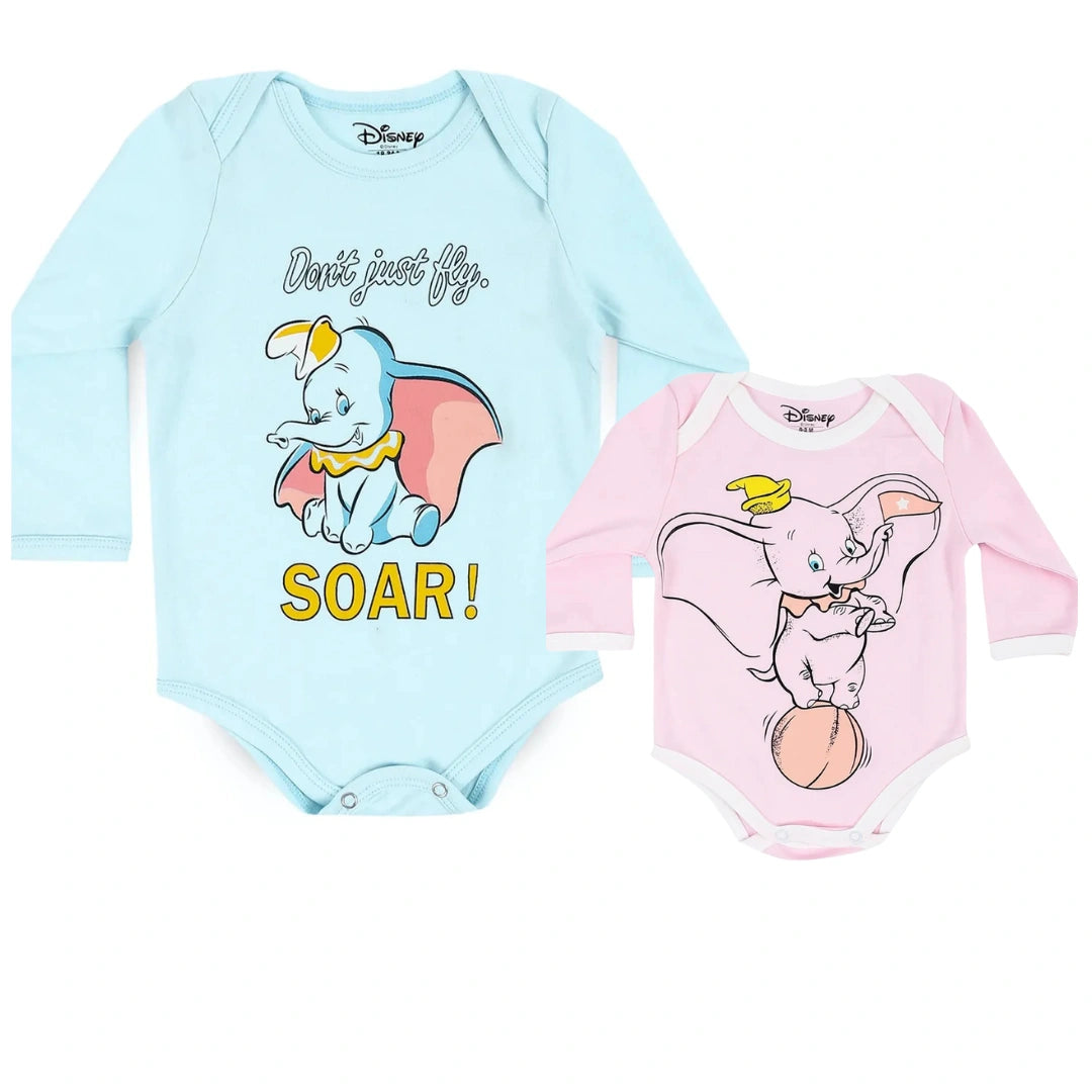 Disney Dumbo Long Sleeve Baby Bodysuit Set – Pack of 2 