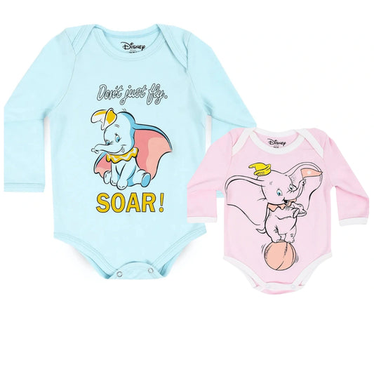 Disney Dumbo Long Sleeve Baby Bodysuit Set – Pack of 2 